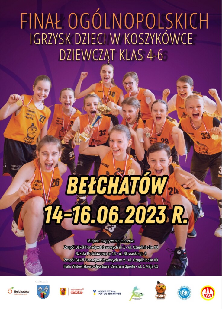 plakat promujący Finał Ogólnopolskich Igrzysk Dzieci w koszykówce dziewcząt klas 4-6