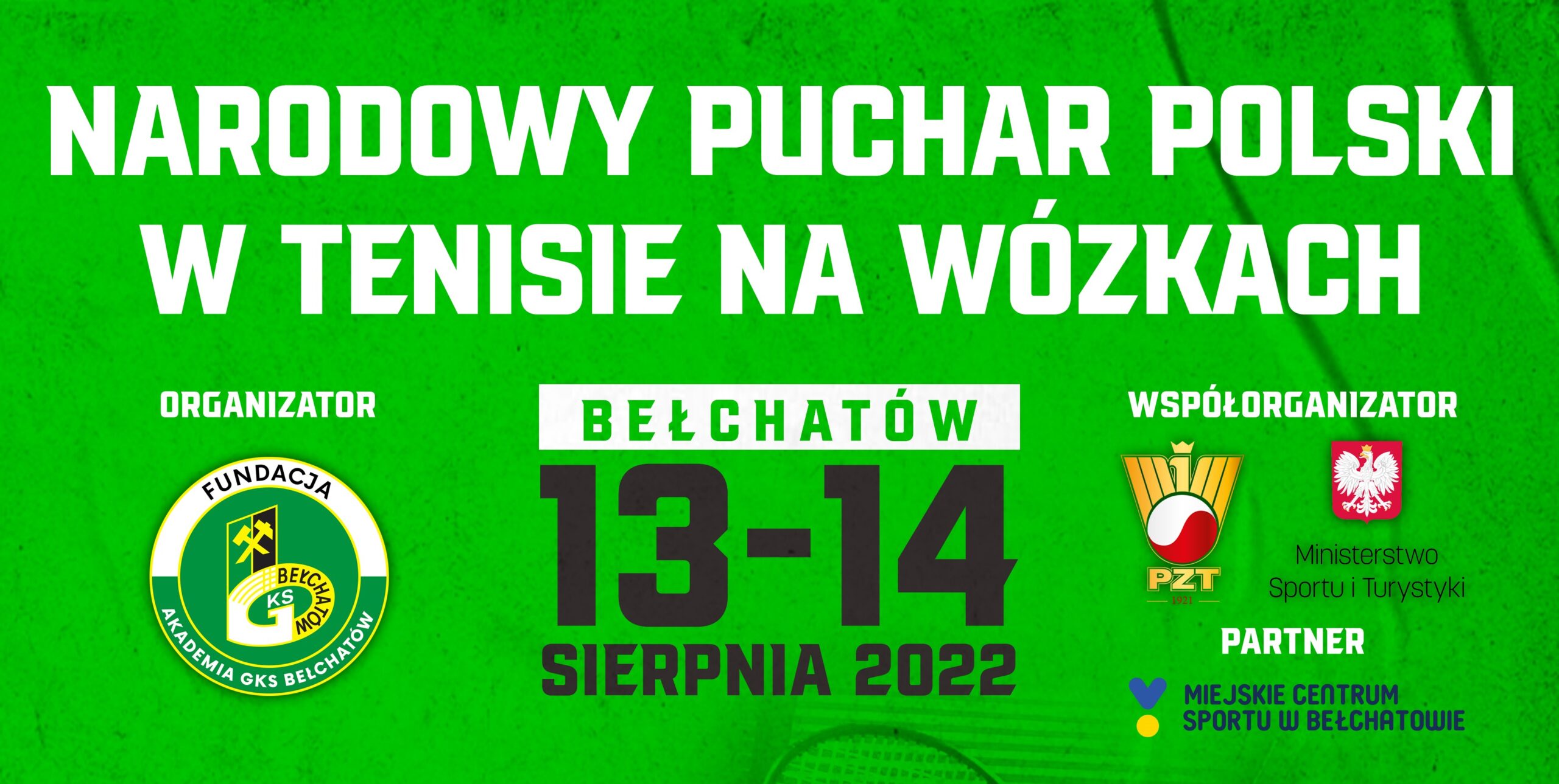 grafika promująca imprezę sportową pn.: "Puchar Polski w tenisie ziemnym na wózkach