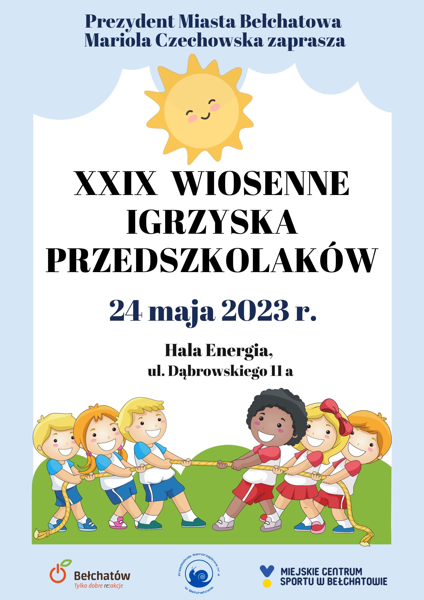 Plakat promujący XXIX Wiosenne Igrzyska Przedszkolaków